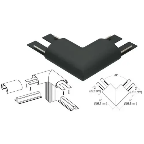 Matte Black 350X Series Top Cap 90 degree Corner