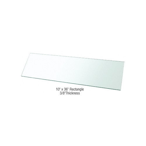 10" x 36" Rectangle 3/8" Clear Tempered Glass Shelf - 2/Pk