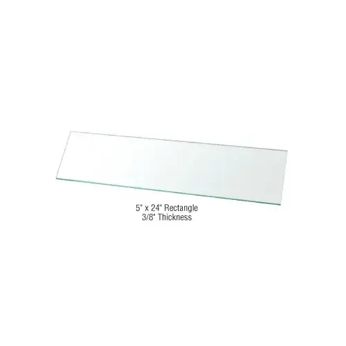 5" x 24" Rectangle 3/8" Clear Tempered Glass Shelf - 5/Pk