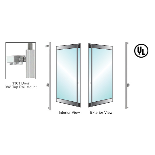 CRL Blumcraft 3D130F3F1BS Brushed Stainless Right Hand Reverse 1301 Door 3/4" Top Rail Mount Keyed Cylinder/Thumbturn "F" Exterior Top Secured Deadbolt For 3/4" Glass