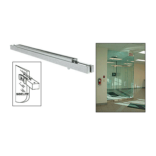 Brushed Stainless Single Narrow Floating Header with Surface Mounted Top Pivots - Custom Length for 3/4" (19 mm) Glass