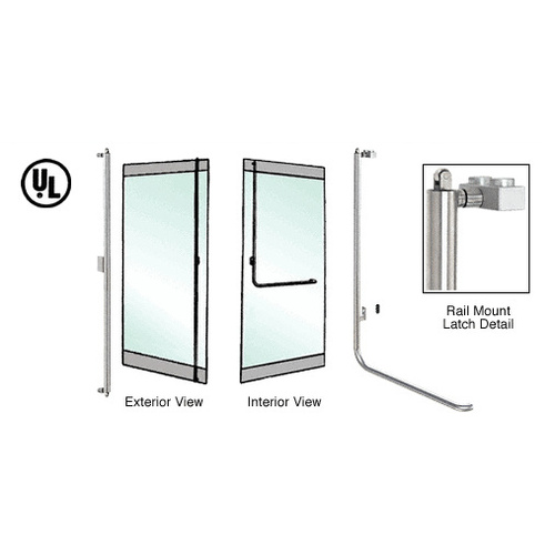 Polished Stainless Left Hand Reverse Rail Mount Retainer Plate "F" Exterior, Top Securing Panic Handle