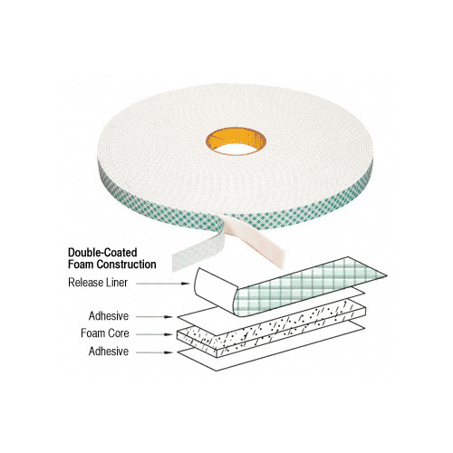 3M 40083421 1/8" x 3/4" x 21' Scotch Mount Foam Tape White