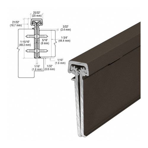 Dark Bronze Anodized 120" Heavy-Duty Concealed Leaf Hinge with Lip for 1-3/4" Entry Door