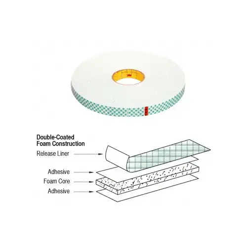 1/32" x 1/2" x 216' Scotch Mount Foam Tape White