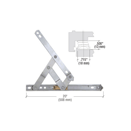 20" 4-Bar Standard Duty Stainless Steel Friction Hinge Pair