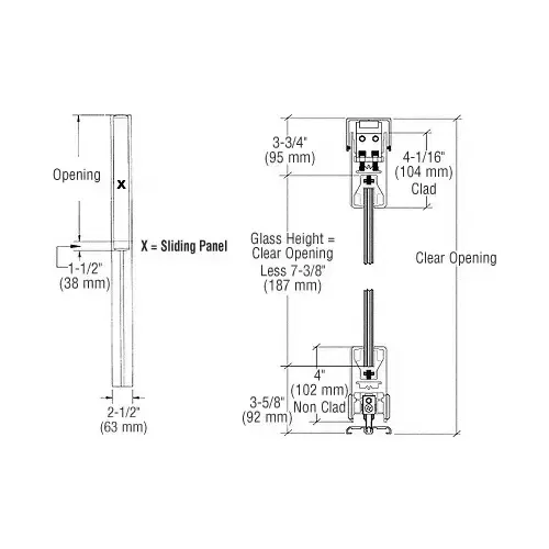 Dark Bronze Anodized X-/-X Format Sliding Door Entrance System - 4" Top and Bottom Square Rail