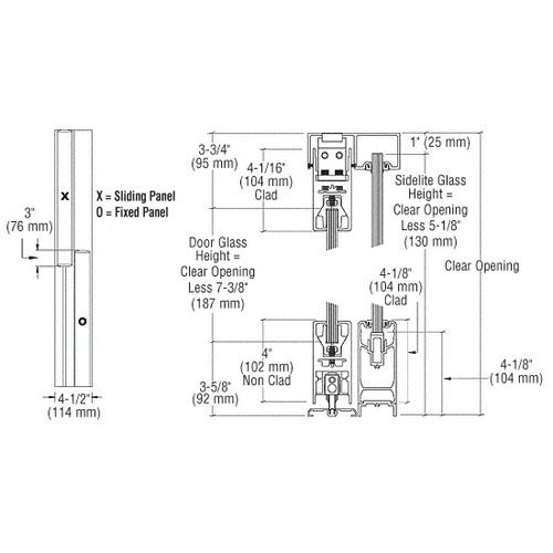 Polished Brass OX/XO SSR 4" Square Sliding Door System