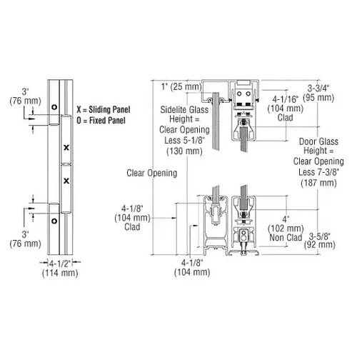 Satin Brass OXXO SSR 4" Square Sliding Door System