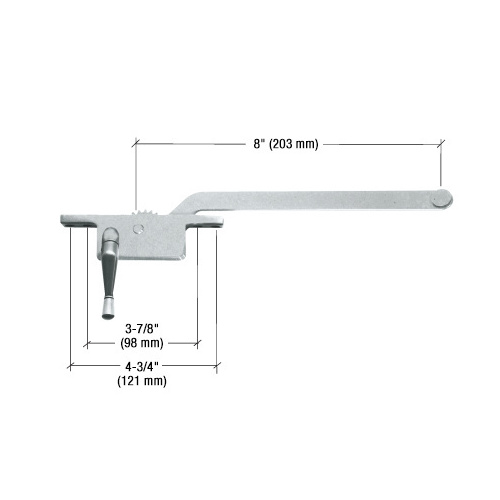 Aluminum 8" Left Hand Square Series Casement Window Operator