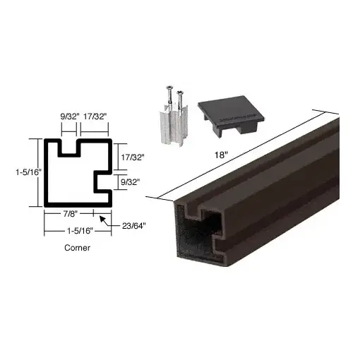 CRL 6407318 Black Anodized 18" Corner Aluminum Counter Post