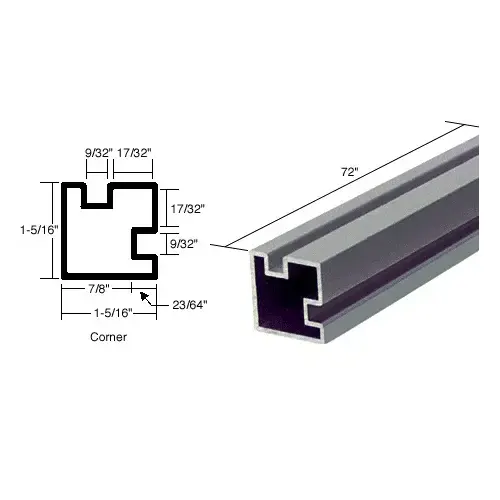 Satin Anodized 72" Corner Post Extrusion