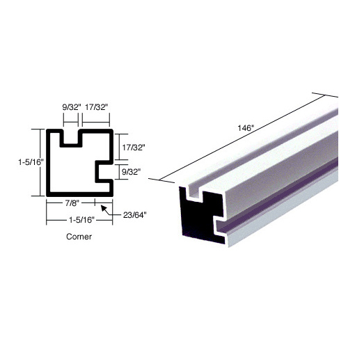 Buffed Brite Anodized 146" Corner Post Extrusion