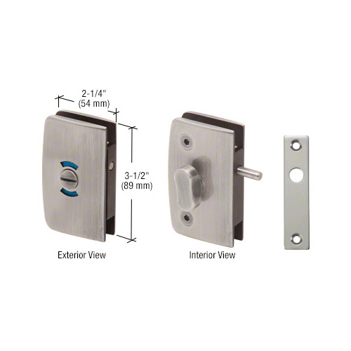 Brushed Nickel Glass Swinging Door Lock with Indicator for 5/16" to 1/2" Glass