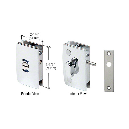 Polished Chrome Glass Swinging Door Lock with Indicator for 5/16" to 1/2" Glass