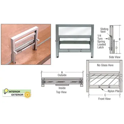 CRL 701A Satin Anodized Vertical Sliding Ticket Window With 8-1/4" x 3-1/2" Opening