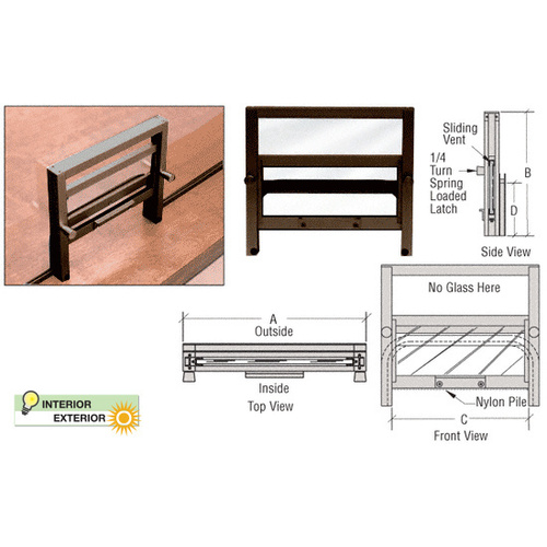 CRL 701DU Duranodic Bronze Vertical Sliding Ticket Window With 8-1/4" x 3-1/2" Opening