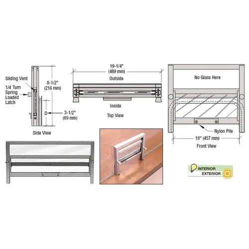 CRL 702A Satin Anodized Vertical Sliding Ticket Window with 18" x 3-1/2" Opening