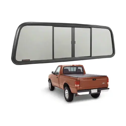 OEM Replacement Duo-Vent Four Panel Slider With Dark Gray Glass for 1973-1996 Ford F-Series