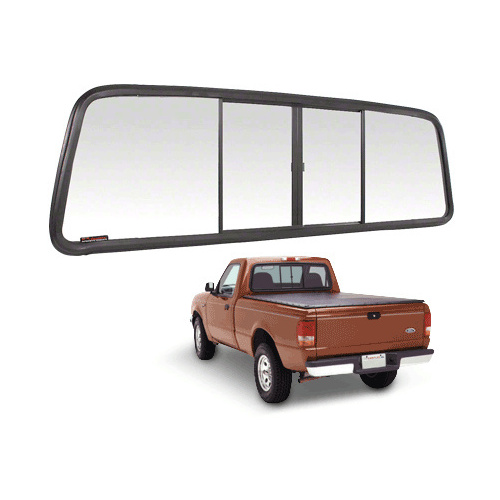 CRL 7130ET OEM Replacement Duo-Vent Four Panel Slider With Light Green Glass for 1973-1996 Ford F-Series Gray