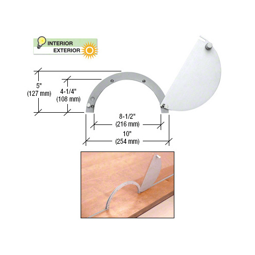 CRL 723A Satin Anodized Semicircular Design Ticket Window with 8-1/2" x 4-1/4" Opening