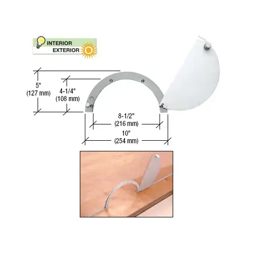 CRL 723A Satin Anodized Semicircular Design Ticket Window with 8-1/2" x 4-1/4" Opening