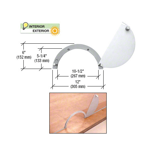 CRL 725A Satin Anodized Semicircular Design Ticket Window with 10-1/2" x 5-1/4" Opening