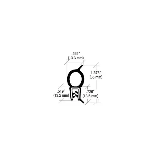 Trim Seal 75001611 Black Vertical Bulb with Lip Seals