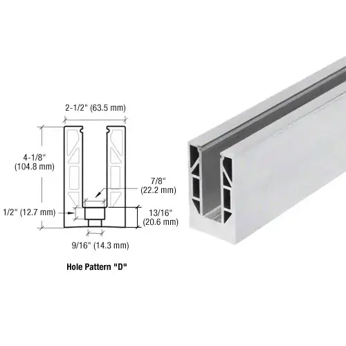 8B Series Mill Aluminum 240" Square Base Shoe Drilled for 1/2" Glass