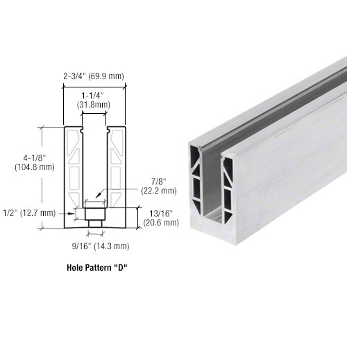 8B Series Mill Aluminum 120" Square Base Shoe Drilled for 3/4" Glass