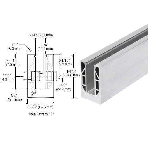 8B Series Mill Aluminum 120" Square Base Shoe Fascia Mount Drilled for 5/8" Glass