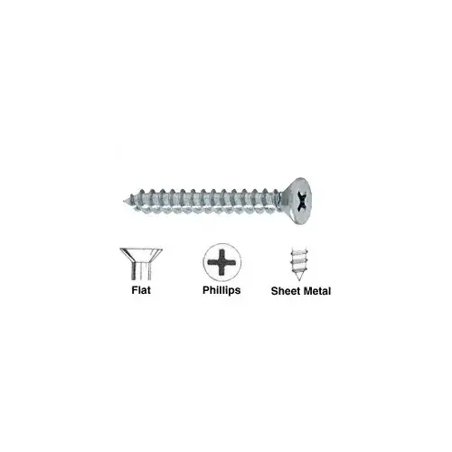 8 x 2-1/2" Flat Head Phillips Sheet Metal Screws - pack of 100