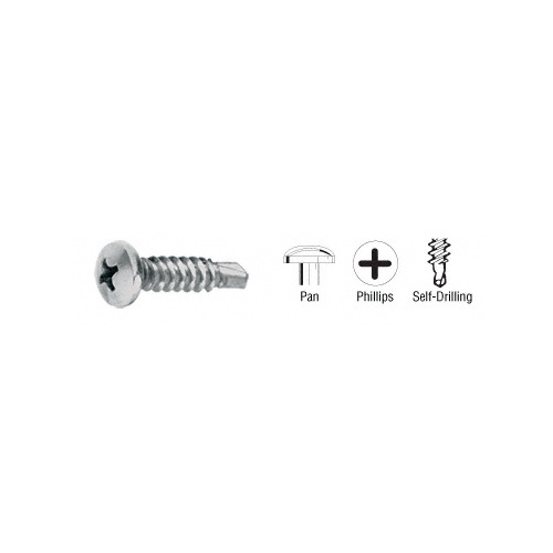 Brushed Stainless 8-18 x 3/4" Self-Drilling Pan Head Phillips Screws