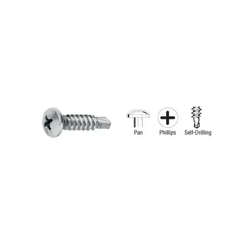 Brushed Stainless 8-18 x 3/4" Self-Drilling Pan Head Phillips Screws - pack of 100