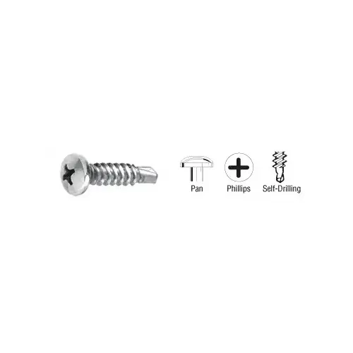 Polished Stainless 8-18 x 3/4" Self-Drilling Pan Head Phillips Screws - pack of 100