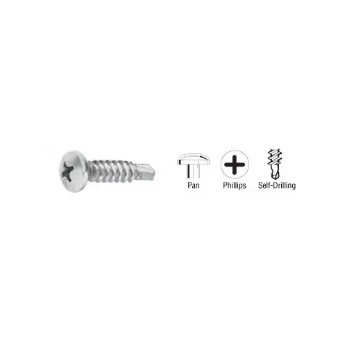 Satin Anodized 8-18 x 3/4" Self-Drilling Pan Head Phillips Screws