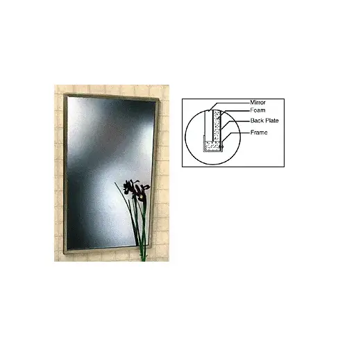 CRL 9001836 Stainless Steel 18-3/4" x 36-3/4" Deluxe Theft-Proof Framed Mirror