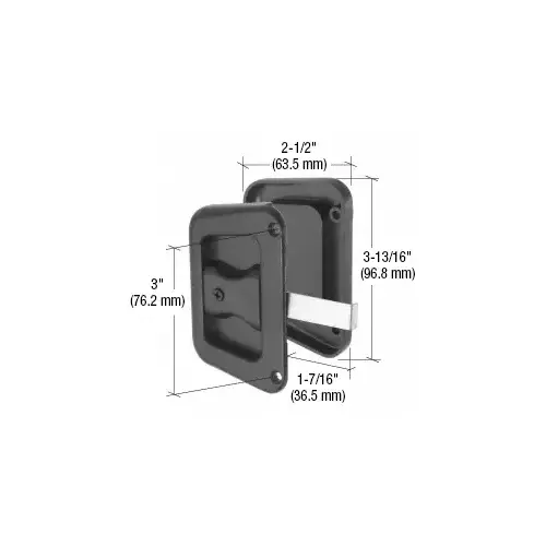 Black Sliding Screen Door Latch and Pull With 3" Screw Holes for Hat Section Doors