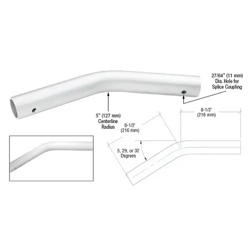 CRL A19ABN32 Satin Anodized ACRS Upper Incline 32 degree Tangent Bend