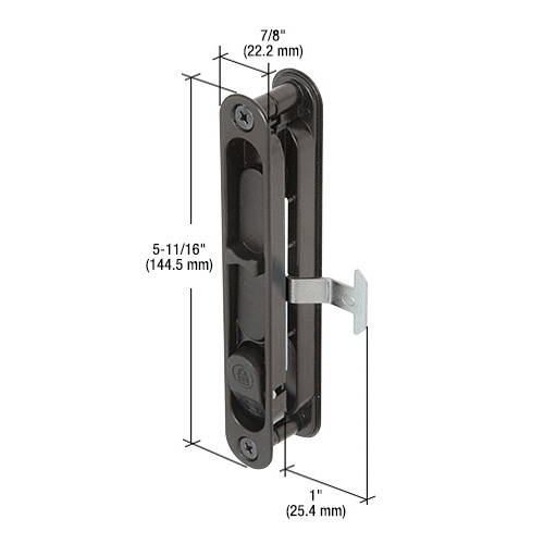 Black Sliding Screen Door Latch and Pull with 5-11/16" Screw Holes