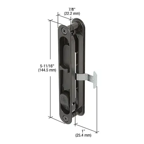 Black Sliding Screen Door Latch and Pull with 5-11/16" Screw Holes