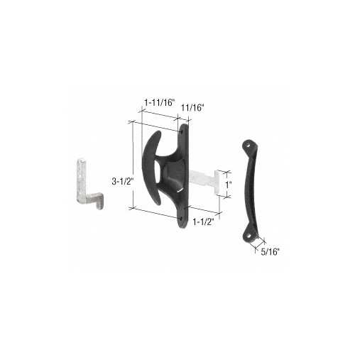 Black Sliding Screen Door Latch and Pull with 3-1/2" Screw Holes