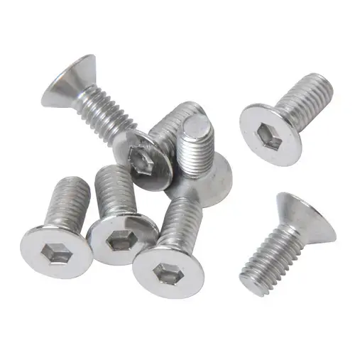 Satin Chrome 6 mm x 15 mm Cover Plate Flat Allen Head Screws - pack of 8