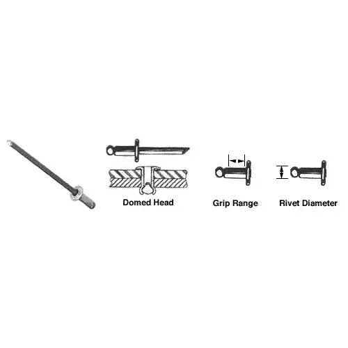 3/16" Diameter, 5/8" to 3/4" Grip Range Aluminum Mandrel and Rivet in Packs of 4000