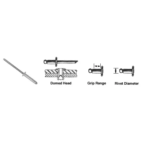 1/8" Diameter, 3/8" to 1/2" Grip Range Aluminum Mandrel and Steel Rivet - pack of 1000