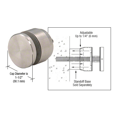 Brushed Stainless Adjustable Height Standoff Cap for 1-1/4" Base