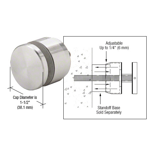 Polished Chrome Adjustable Height Standoff Cap for 1-1/4" Base