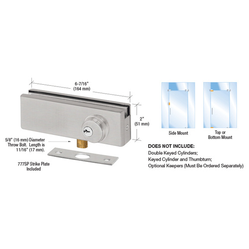 CRL AMR205BS Brushed Stainless AMR Series Patch Lock