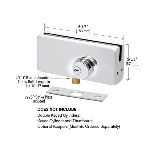 Polished Stainless AMR215 Series Patch Lock