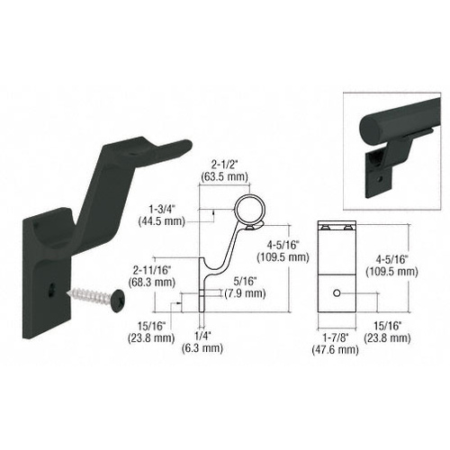 CRL ARHB1BL Matte Black Quick Connect Aluminum Hand Rail Bracket for 1-1/2" Diameter Tubing